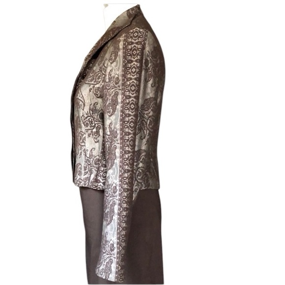 Vintage Tahari platinum bronze brocade crop waisted blazer - Picture 4 of 11